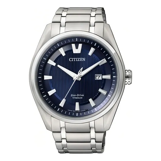 Reloj Citizen Titanium Analog Aw124057l Hombre Color De La Malla Plateado Color Del Bisel Plateado Color Del Fondo Azul