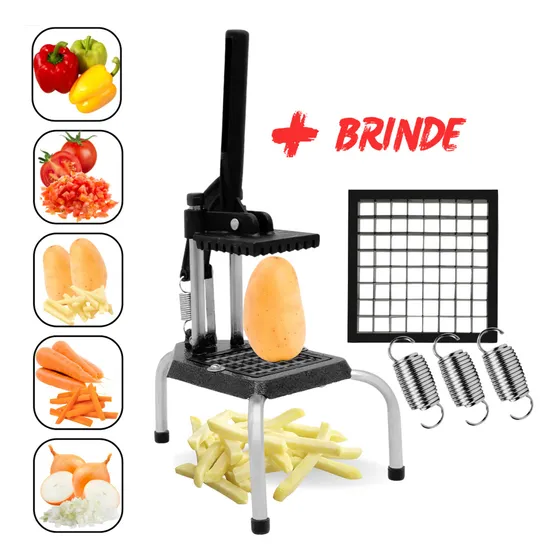 Picador Legumes Batata Cortador Tripé Multiuso Tomate Cebola Frios Cabrita Reforçado Marca Cozinha Gourmet + 4 Brindes