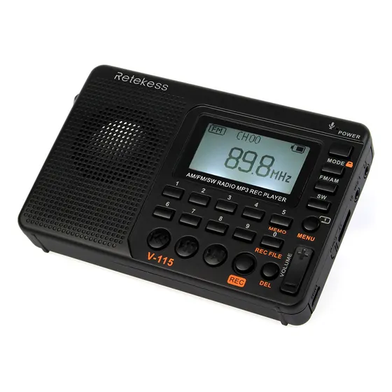 Para Radio Set Timer Black Fm/am/sw Retekess Bass Speakers