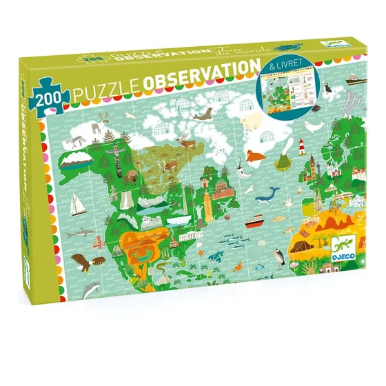 Puzzle De Observación Vuelta Al Mundo Djeco 200 Piezas