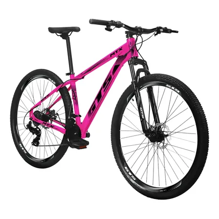 Bicicleta Aro 29 Gts Mtx Quadro Aluminio 24v Freio A Disco Rosa/preto 19