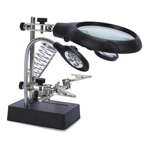 Lupa Con Luz Led Pinza Base Para Cautin Reparar Electrónicos