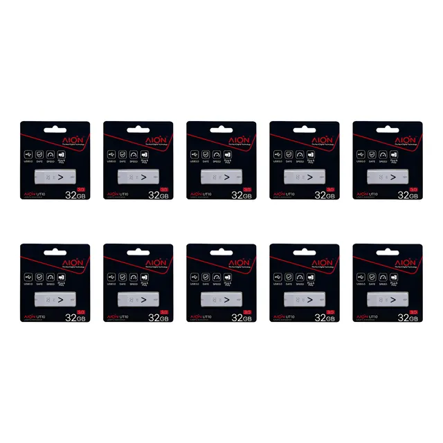 Kit 10pzs Memoria Usb Ut10 Aion 32gb 3.0 Plastico Color Blanco