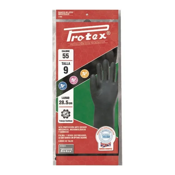 Par Guante Latex Caucho Negro Protex Cal 35 Industrial Hogar