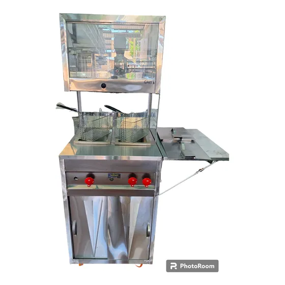 Carrito De Fritura A Gas En Acero Inoxidable Nuevo
