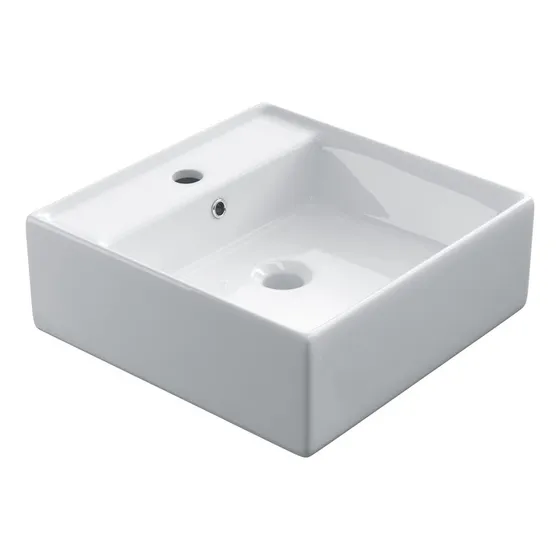 Bacha De Apoyo Baño De Loza Cuadrada Blanca 38m Cm Color Blanco