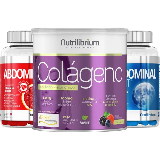 Colágeno Verisol Ácido Hialurônico + Kit Abdominal Dia Noite