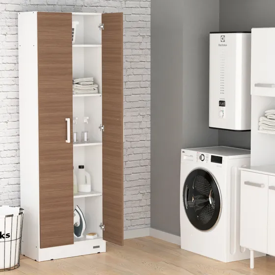 Escobero Organizador De Limpieza 1,80m 2 Puertas Blanco