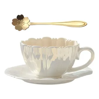Jogo De 6 Xícaras De Café Em Porcelana Com Formato Floral