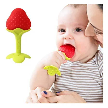 Pack 3 Mordedor De Silicona Rasca Encías Frutas