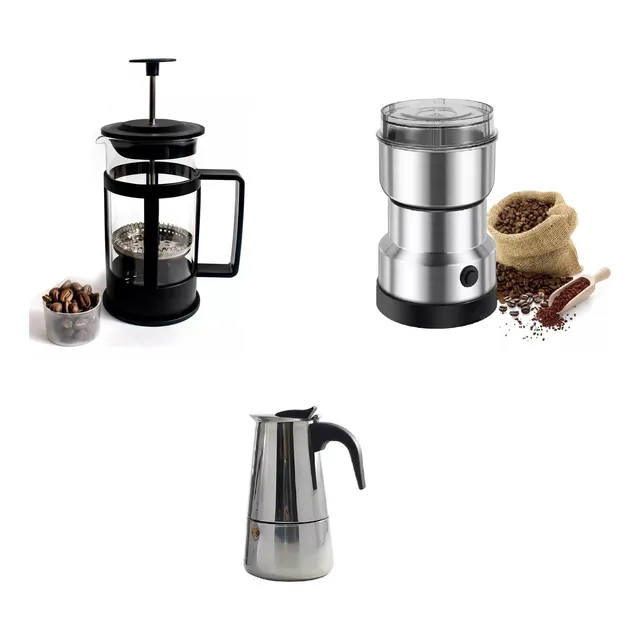 Molino De Café, Prensa Francesa 1000ml Y Cafetera 6 Tazas