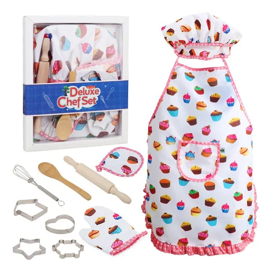Set Delantal Y Gorro Chef Infantil Y Guantes Y Cocina Menaje