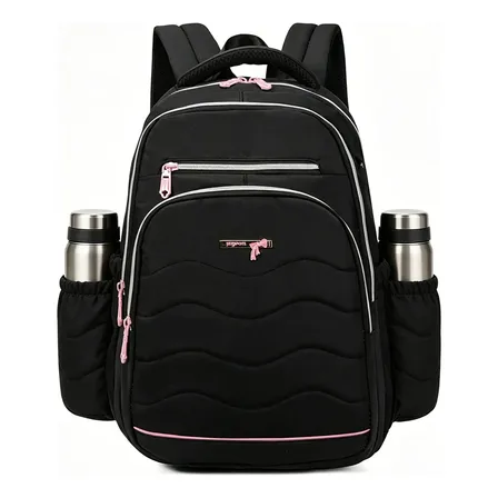 Mochila Reforçada E Impermeável Para Estudantes Femininas Preto Liso