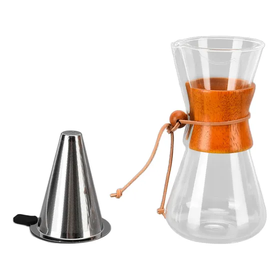Cafetera De Vidrio Con Gotero Para Verter, 550 Ml, Bamboo Cl