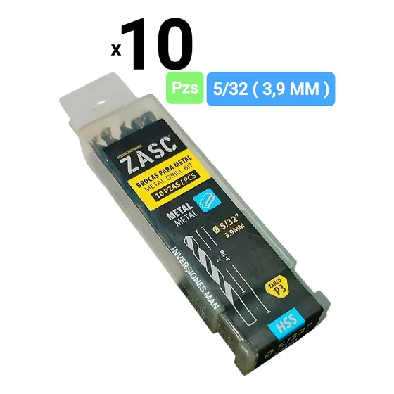 Mecha Broca Para Metal 5/32 3.9 Mm Alta Resistencia X 10 Und