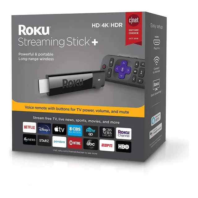 Roku Streaming Stick+ | Control Remoto Inalámbrico De Largo 