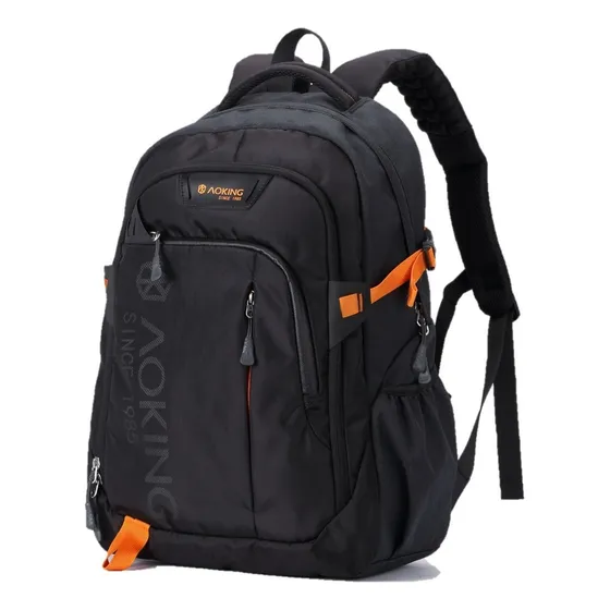 Mochila Estudiante Notebook Impermeable hombre mujer - SN57605 Color Negro Con Anaranjado