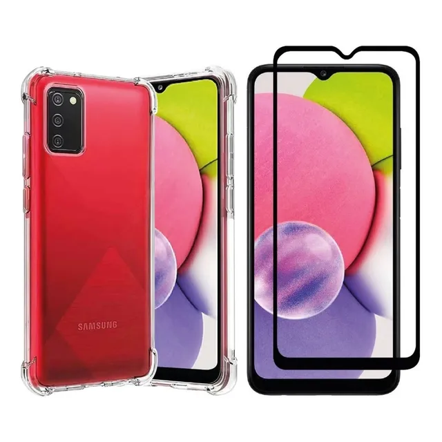 Capa Anti Impacto Para Galaxy A03s + Película De Vidro 3d