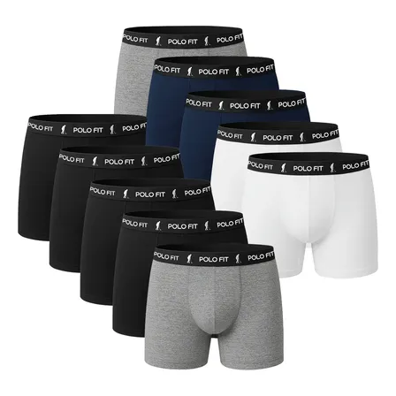Kit 10 Cuecas Polo Fit Boxer Box Algodão Original Promoção