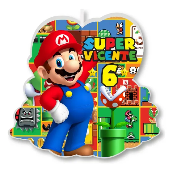 Vela De Cumpleaños Mario Bros Personalizada Niños