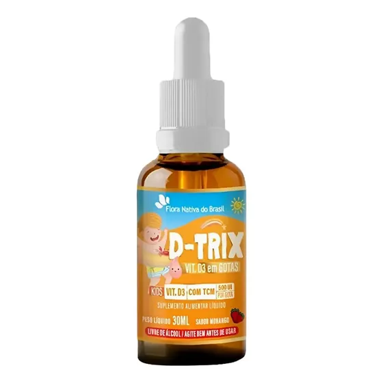 Vitamina D D-trix Kids Gotas 30ml Flora Nativa Sabor Morango