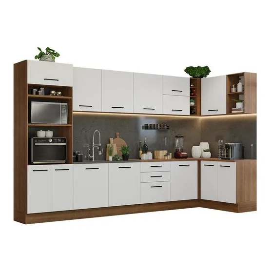 Armário Cozinha Completa De Canto 499cm Rb Agata Madesa 01