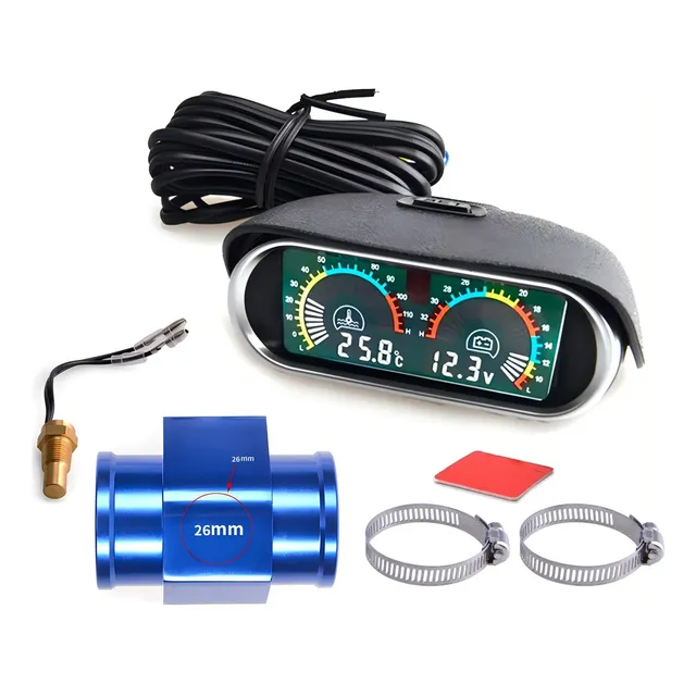 Medidor De Temperatura Digital Voltimetro De Auto Con Sensor