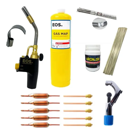 Kit Solda Maçarico Gás Filtro Para Reparo Geladeira