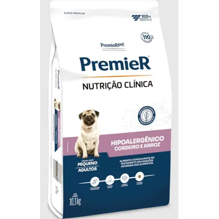 Premier Nutrição Clínica Hipoalergênico Para Cães Adultos Porte Pequeno Sabor Cordeiro E Arroz 10,1kg
