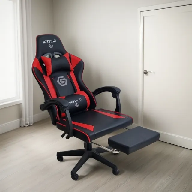 Silla Gamer Ergonómica Reclinable Instigo Gaming Ig642 Color Negro con Rojo