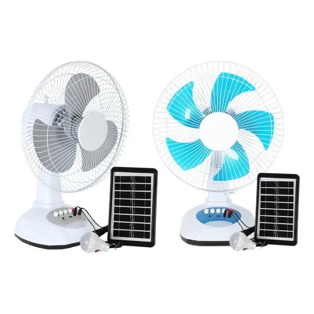 Ventilador De Mesa Recargable De 12 Pulgadas + Panel Solar 