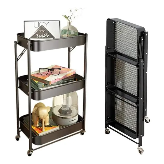 Carro De Almacenamiento Metalico Cocina Hogar Plegable 3 Niv