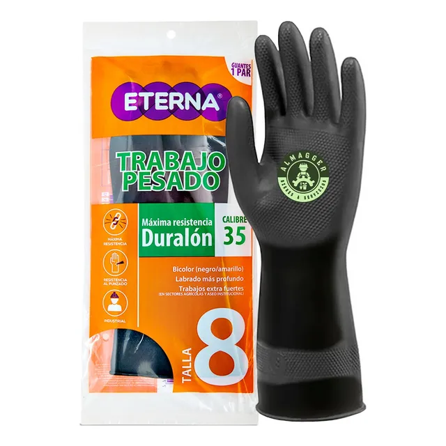 Guante De Látex Eterna 13 Calibre 35 (x 01 Par) Negro