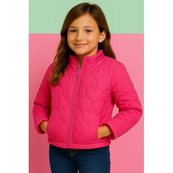 Jaqueta Puffer Infantil Menina Forrada Tamanho 4 A 10 Anos