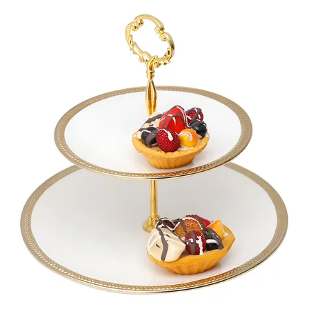 Prato Duplo Para Doces De Porcelana Paddy 19/27cm Wolff Branco Liso