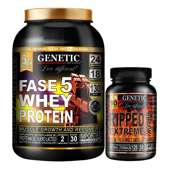 Whey Ripped Genetic Fase 5 Fuerza 100% Quemagrasa Definitivo