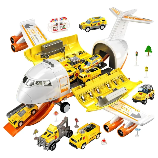 Transporta Juguetes Para Aviones Con 12 Vehículos De Constr