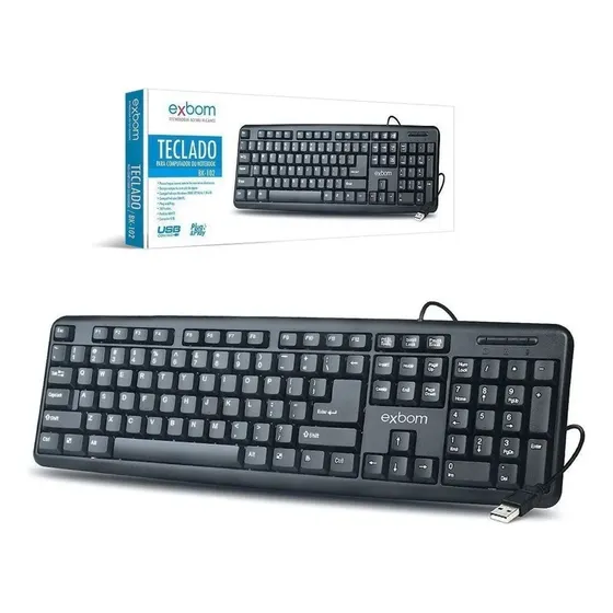 Teclado Usb Para Pc Notebook Silencioso Macio Abnt2 Com Fio 