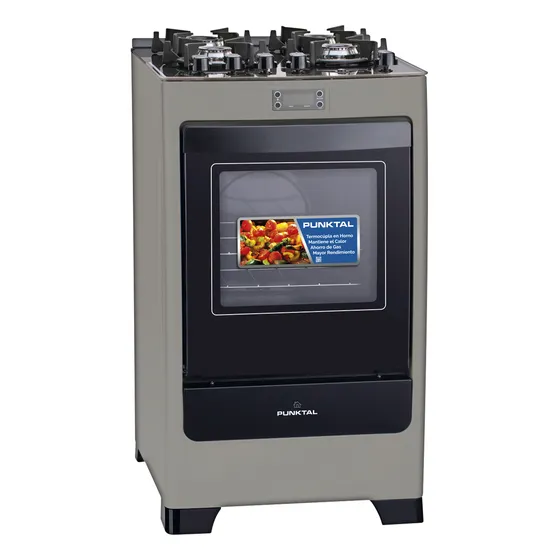 Cocina Punktal Pk-735 Supergas 4 Hornallas Plateado Kirkor