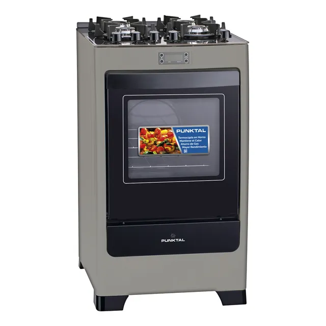 Cocina Punktal Pk-735 Supergas 4 Hornallas Plateado Kirkor