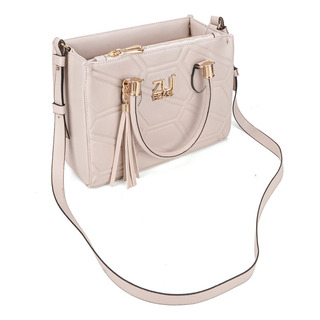 Bolsa Feminina Média Transversal E Alça De Mão Luxo Premium Cor Off White Desenho Do Tecido Geométrico Bolsa Feminina Média Transversal E Alça De Mão Luxo Premium Cor Off White Desenho Do Tecido Geométrico