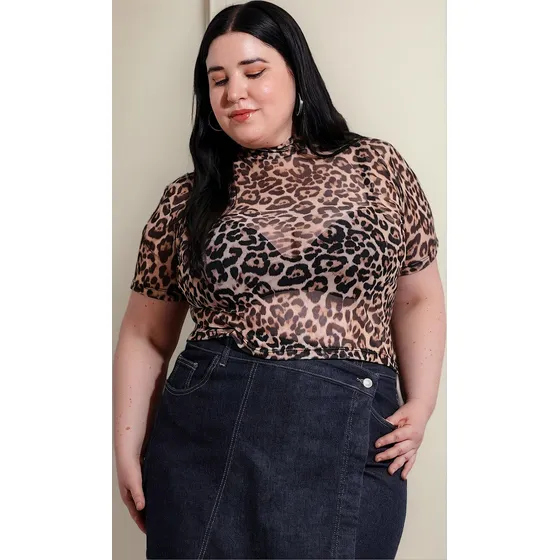 Top De Tul Estampa Animal Print Circe Xl Talles Grandes