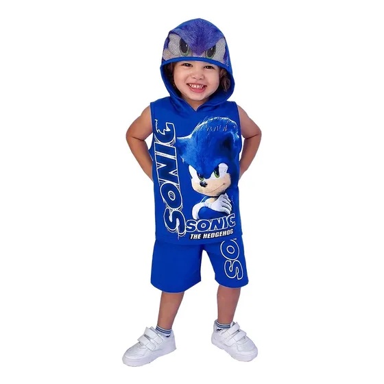 Conjunto Infantil Personagem Sonic Exclusivo Roupa Verão