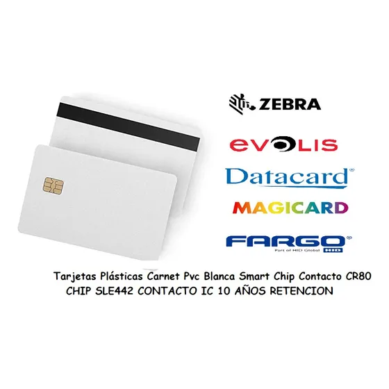 Tarjetas Plásticas Carnet Pvc Blanca Smart Chip Y Banda Magn