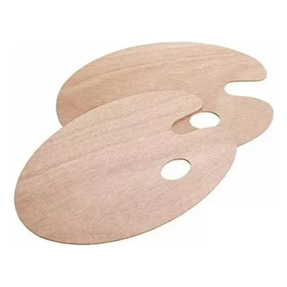 Tabla Madera Artística Pintar Paleta Ovalada Arte Oleo X2