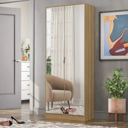Sapateira Com Espelho Demóbile 2 Portas 1 Gaveta Mdp Amêndola 182x71x39 Cm