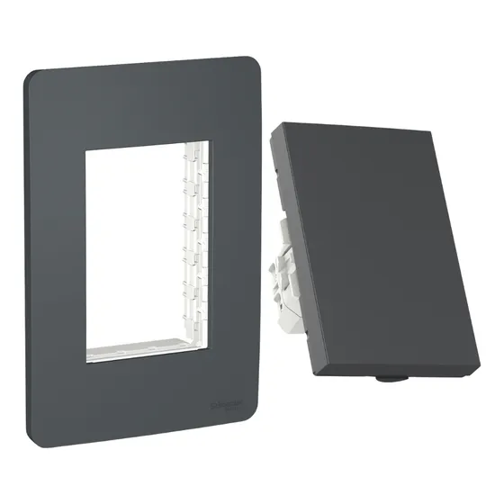 Kit 15 Piezas- Placa Con Apagador Escalera 3 Modulos Grafito
