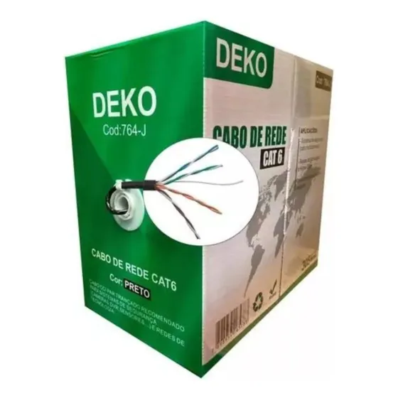 Cabo De Rede Deko Cat6 Preto 23awg Utp 4 Pares Caixa 305m