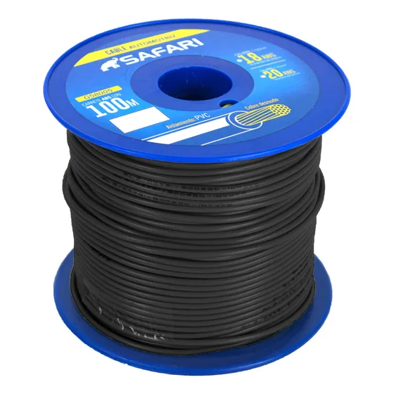Cable Automotriz 20awg Cobre 7/0.19 Pvc Dia:2.57mm 100m Negr