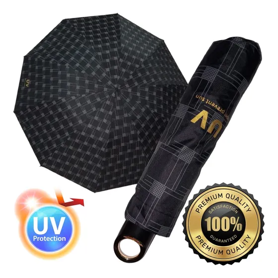 Paragua Plegable De Lujo Con 10 Varillas Y Protección Uv